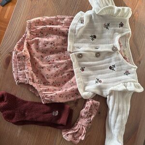 Floral Baby Outfit with Cardigan, Headband & Socks